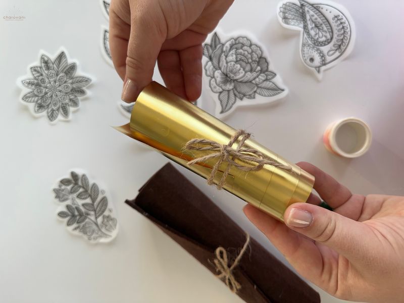 Foil Embossing DIY kit "Flowers and birds" - Gold TYS-tt-G-eng фото